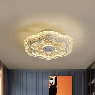 Acrylic Flower Ceiling Fan Light Contemporary 19.5