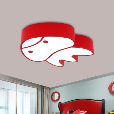 Acrylic Jellyfish Flush Lamp Kids Style LED Ceiling Mounted Fixture in Red/Yellow/Blue for Children Bedroom