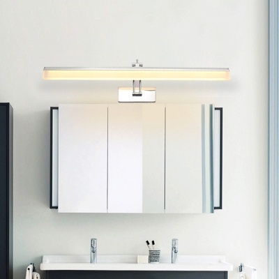 Acrylic Slim Vanity Lighting Fixture Minimalist LED Wall Mount Lamp with Swing Arm in Chrome, Warm/White Light