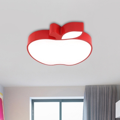 Apple Flush Mount Light Fixture Modernism Acrylic Red/Yellow/Green LED Ceiling Lamp for Playing Room