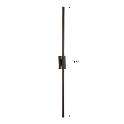 Black Slender Wall Lighting Ideas Contemporary LED Metallic Wall Sconce with Rectangle Backplate