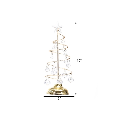 Crystal Christmas Tree Table Lamp Contemporary LED Night Lighting in Chrome/Gold for Bedroom, 10
