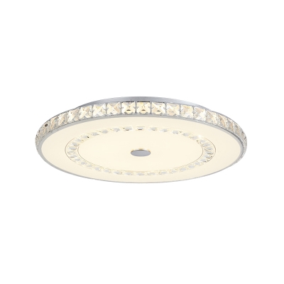 Crystal Round Flush Ceiling Light Fixture Minimalist Chrome/Gold LED Flush Mount Lamp for Dining Room, 16