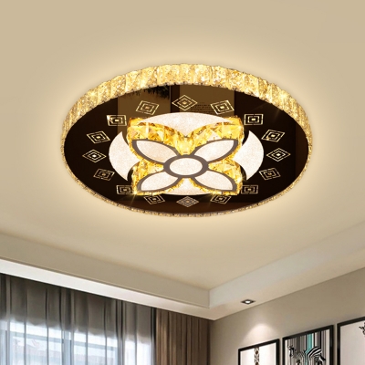 Flower LED Flush Ceiling Light Modernist Crystal Bedroom Flush-Mount Light in Chrome