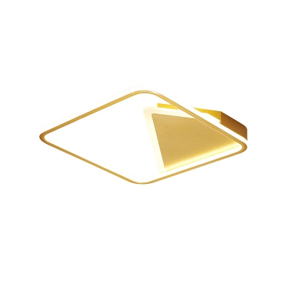 Geometric Metallic Flush Mount Light Nordic LED Gold Ceiling Mounted Fixture, Warm/White Light