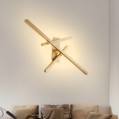 Gold LED Bar Wall Mounted Lighting Modernism Metallic Surface Wall Sconce in Warm/White Light