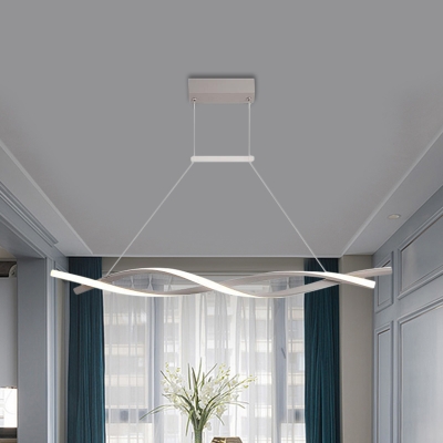 Intertwining Dining Room Island Lighting Metal LED Modernism Hanging Lamp Fixture in Black/Grey, Warm/White Light