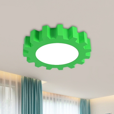LED Nursery Ceiling Mounted Light Creative Blue/Green Flushmount Lighting with Gear Acrylic Shade