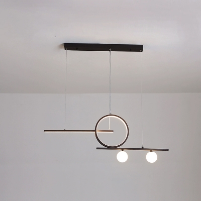 Linear and Ring LED Ceiling Light Modern Metal Black/White/Gold Chandelier Lighting Fixture