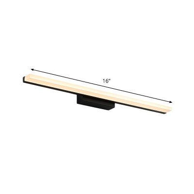 Linear Wall Lighting Ideas Modernism Metallic LED Black Wall Vanity Lamp with Oblong Backplate in Warm/White Light
