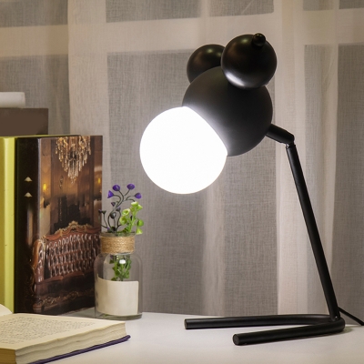 Metallic Mickey Night Lamp Contemporary 1 Light Black/White Finish Nightstand Lamp with U-Shaped Base