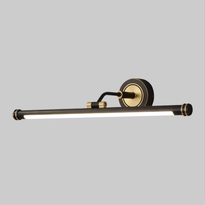 Metallic Tubular Vanity Light Minimalist Black/Brass LED Wall Lamp Fixture with Adjustable Head Design