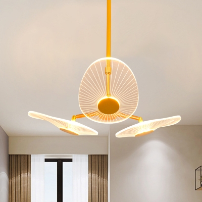 Oval Chandelier Light Fixture Modernist Modern LED Gold Suspension Lighting in Warm/White Light