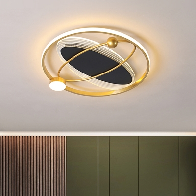 Oval Close to Ceiling Lamp Modernism Metallic Sleeping Room 16