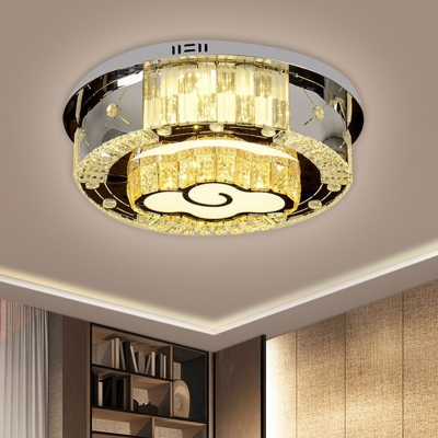 Simplicity LED Flush Mount Lamp Black Flower/Cloud/Loving Heart Ceiling Lighting with Clear Crystal Block Shade