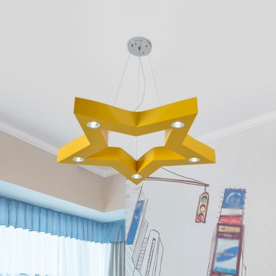 Star Ceiling Hang Fixture Modernist Metallic Dining Room LED Chandelier Lamp in Yellow/Blue/Green