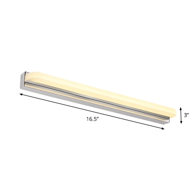 Strip Metallic Vanity Wall Lamp Simplicity LED Nickel Wall Mounted Lighting in Warm/White Light