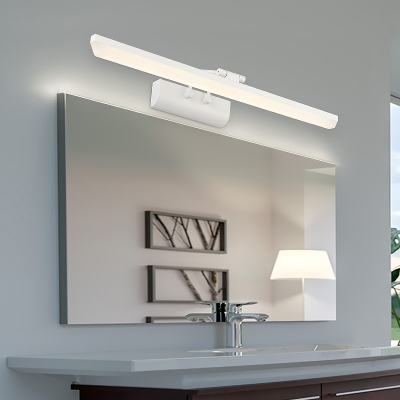 White Tubular Vanity Light Fixture Simple LED Metal Wall Mounted Lighting with Adjustable Head, 16