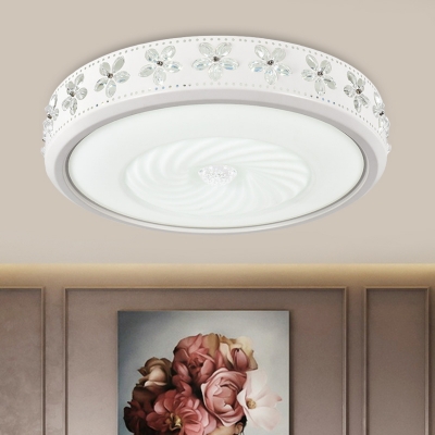 

W LED Bedroom Flush Mount Modern White Ceiling Light with Round Acrylic Shade in Warm/White Light, HL689589