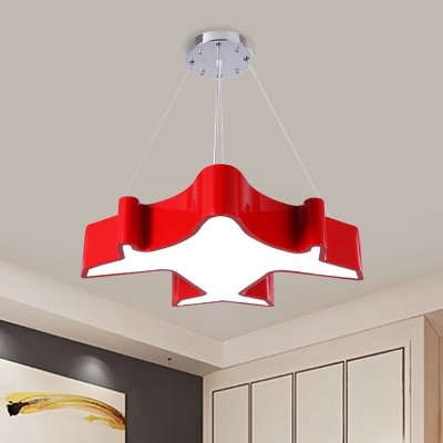 Acrylic Aircraft Ceiling Hang Fixture Contemporary LED Chandelier Light Fixture in Red/Yellow/Blue