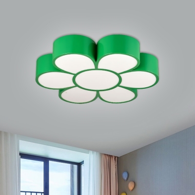Acrylic Floral Ceiling Lighting Cartoon LED Flush Mount Lamp in Red/Yellow/Green for Living Room