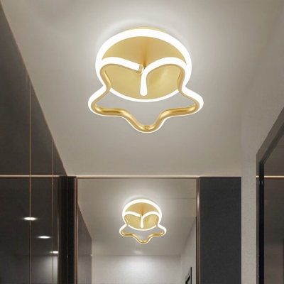 Acrylic Floral Frame Flush Mount Modern White/Coffee/Gold LED Semi Flush Ceiling Light in Warm/White Light