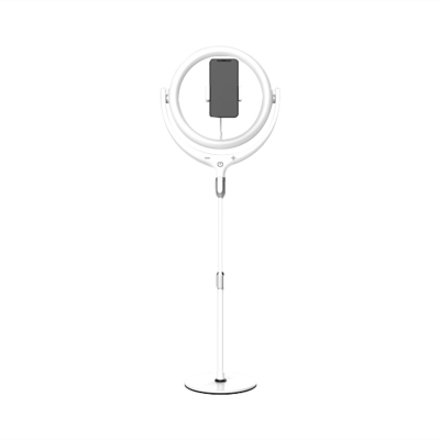 Black/White LED Annular Fill Flash Lamp Contemporary Metal USB Vanity Light with Phone Stand Function