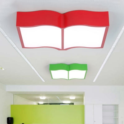 Book Shape Acrylic Flush Mount Lighting Modernist Red/Blue/Green LED Ceiling Flush in Warm Light