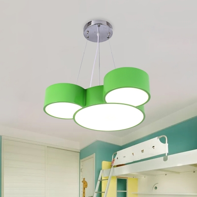 Cartoon Mouse Head Chandelier Light Acrylic Drawing Room LED Ceiling Suspension Lamp in Yellow/Blue/Green