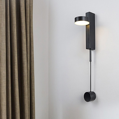 Circle Metal Wall Mounted Light Simplicity Black/Gold LED Wall Sconce Lighting with Cuboid Backplate