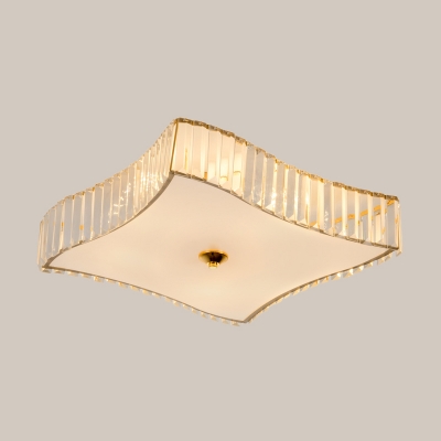 Clear Crystal Square Flush Mount Lighting Minimalist 6 Heads Ceiling Fixture for Hallway
