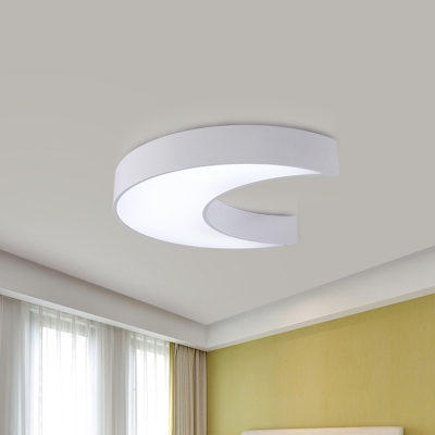 Crescent Flushmount Lighting Minimalist Acrylic Sleeping Room LED Ceiling Mounted Fixture in White/Yellow/Blue