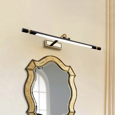 LED Bathroom Vanity Light Fixture Simplicity Black Wall Lamp with Tubular Metallic Shade