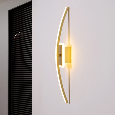 Long Arc Wall Sconce Lighting Modern Metallic LED Gold/Coffee Wall Mounted Light Fixture