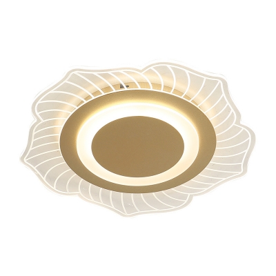 Lotus Acrylic Ceiling Mounted Light Modernist LED Gold Flush Lamp Fixture in Warm/White Light