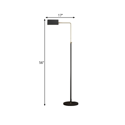Metal Oblong Standing Lamp Modern 1-Light Floor Lighting with Adjustable Design and Pull Chain in Black