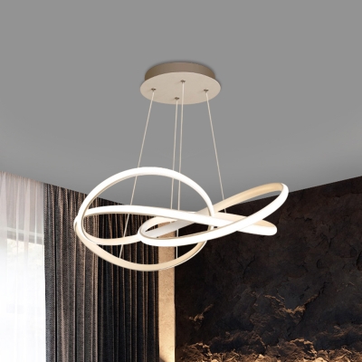 Metallic Twist Chandelier Light Fixture Contemporary LED Ceiling Pendant in Warm/White Light for Kitchen