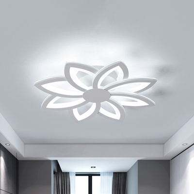 Modern Flower Flush Light Fixture Acrylic LED Bedroom Flush Mount Spotlight in White