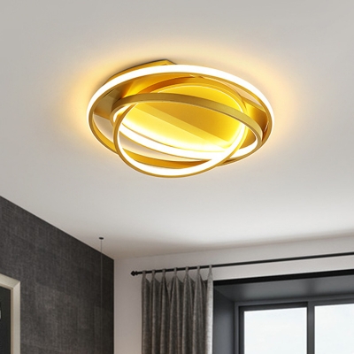 Modernist LED Ceiling Light Fixture with Acrylic Shade Gold Crossed Ring Flush Mount Lamp