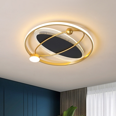 Oval Close to Ceiling Lamp Modernism Metallic Sleeping Room 16