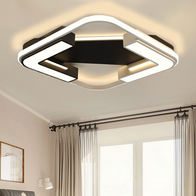 Round/Square Acrylic Ceiling Fixture Simple Style LED Black Flush Mount Lighting in Warm/White Light