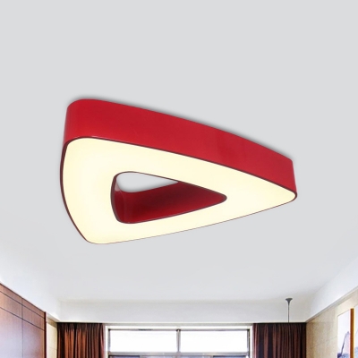 Simplicity Triangle Flush Mount Acrylic LED Bedroom Ceiling Lamp Fixture in Red/Blue/Green, Warm/White Light