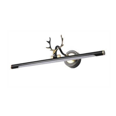 Tubular Vanity Lighting Ideas Contemporary Metal LED Washroom Wall Light Fixture with Antler Deco in Black