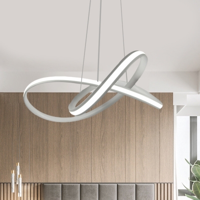 White Crossed Chandelier Pendant Light Modern Style LED Acrylic Hanging Ceiling Lamp in Warm/White Light