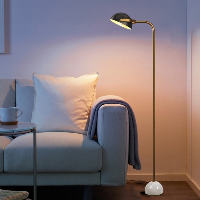 1 Light Brass Floor Lamp Contemporary Metallic Reading Floor Lighting with Adjustable Head