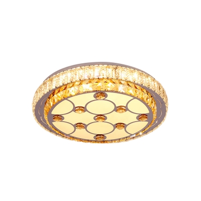 2-Tier Bedroom Ceiling Mount Light Clear and Amber Crystal Modern LED Flushmount in Chrome