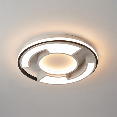 Black/White LED Circular Ceiling Lamp Simple Style Acrylic Flush Mount Light Fixture, 19