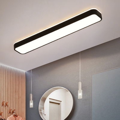 Black/White Oblong Flushmount Lighting Modern LED Metallic Ceiling Mounted Fixture in Warm/White Light