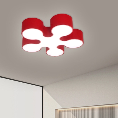Blossom Corridor Flush Mount Light Acrylic LED Modernist Close to Ceiling Lamp in Red/Yellow/Blue