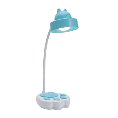 Cat Head Desk Lighting Contemporary Plastic 1 Light Pink/Blue Night Lamp with Claw Pedestal